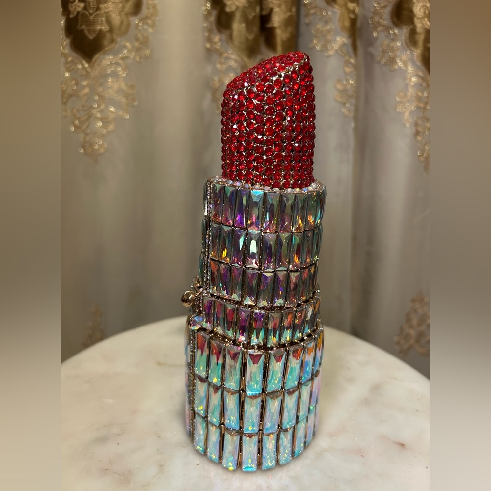 Red Rhinestone Lipstick Ornament - Picture 3 of 5